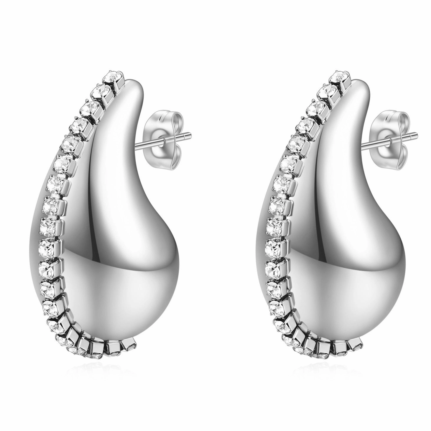 Wholesale Hollow Water Drop Diamond 18K Gold Stainless Steel Earrings