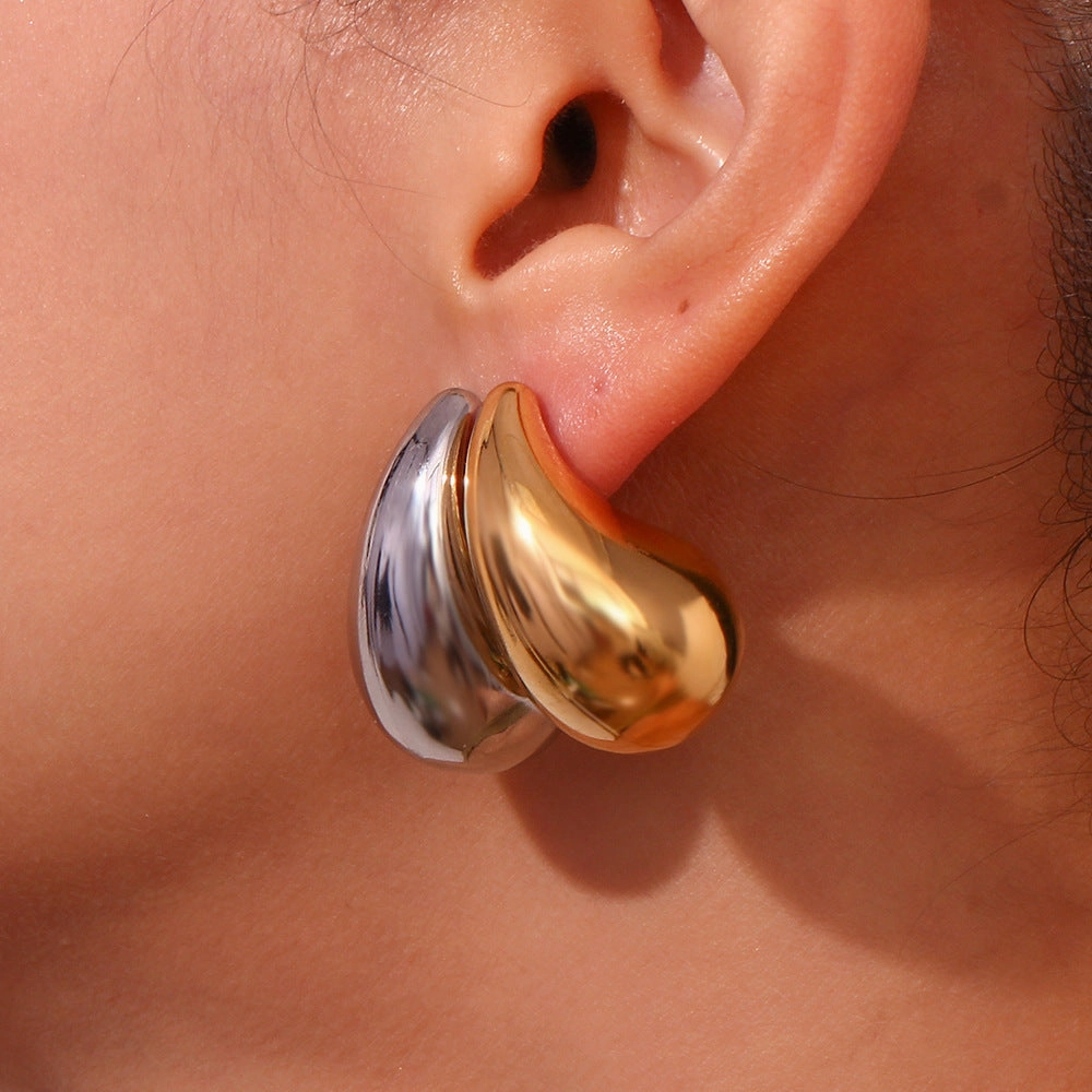 Wholesale Hollow Water Drop Earrings Copper 18k Gold Minimalist Necklace Earring Set