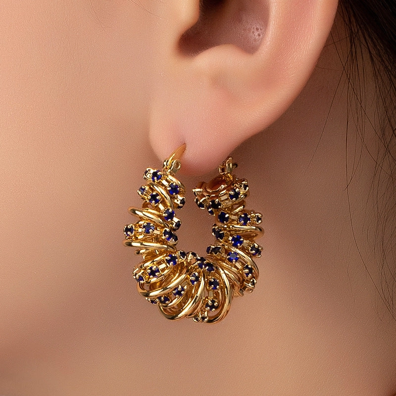 Wholesale Hoop Mixed Color Crystal Rhinestone Earrings
