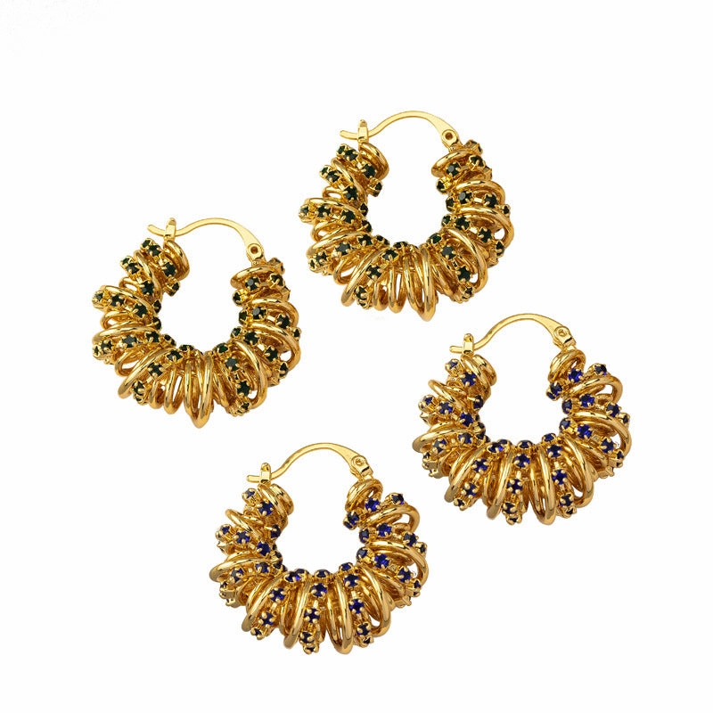 Wholesale Hoop Mixed Color Crystal Rhinestone Earrings