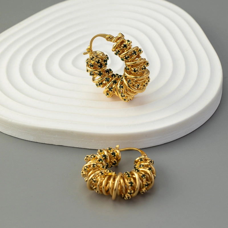 Wholesale Hoop Mixed Color Crystal Rhinestone Earrings