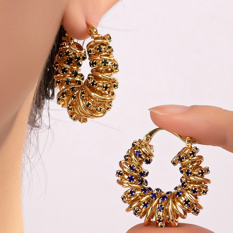 Wholesale Hoop Mixed Color Crystal Rhinestone Earrings