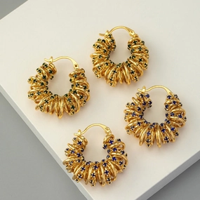 Wholesale Hoop Mixed Color Crystal Rhinestone Earrings