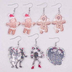 Wholesale Horror Christmas Gingerbread Man Skull Acrylic Earrings