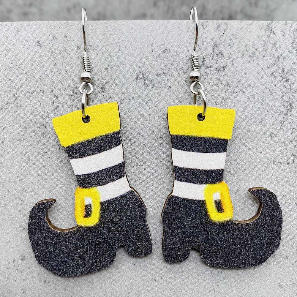 Wholesale Horror Ghost Witch Medicine Jar Printed Wooden Earrings