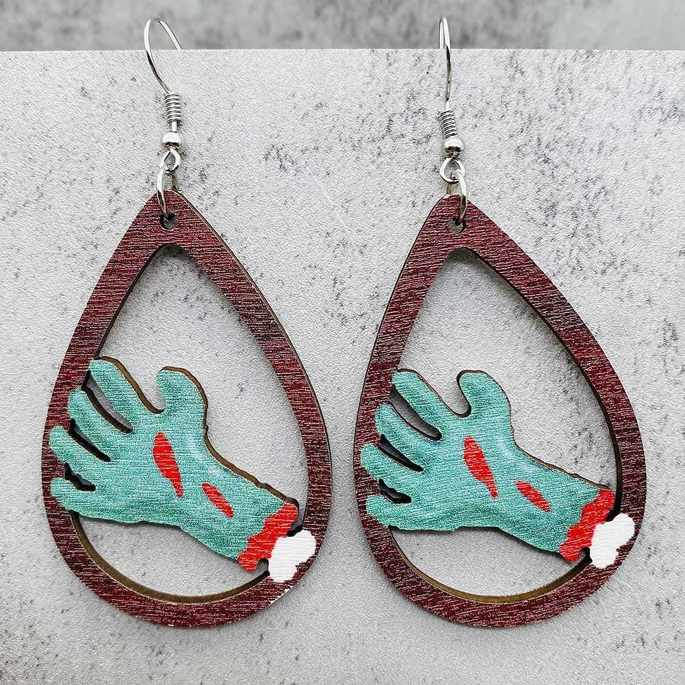 Wholesale Horror Ghost Witch Medicine Jar Printed Wooden Earrings