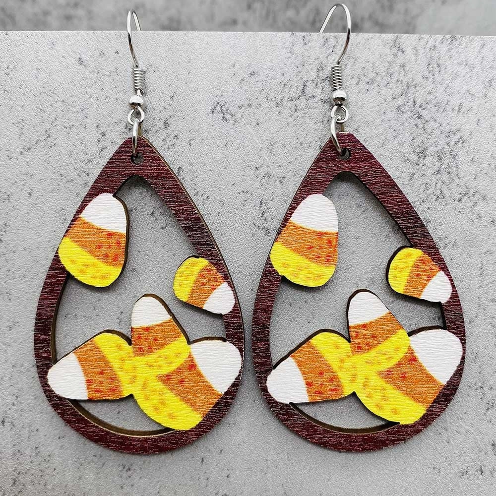 Wholesale Horror Ghost Witch Medicine Jar Printed Wooden Earrings