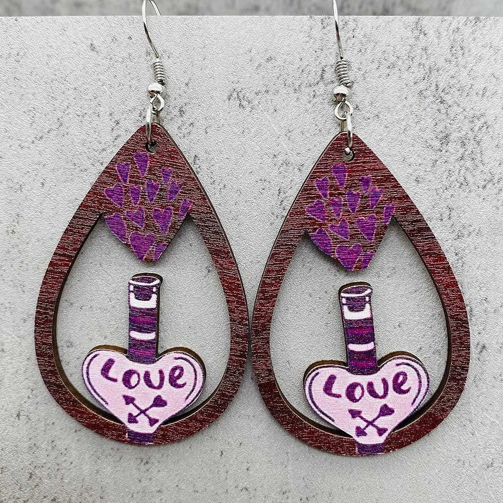 Wholesale Horror Ghost Witch Medicine Jar Printed Wooden Earrings