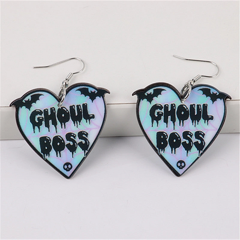 Wholesale Horror Halloween Acrylic Human Head Earrings