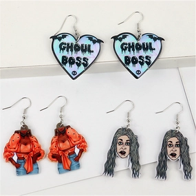 Wholesale Horror Halloween Acrylic Human Head Earrings