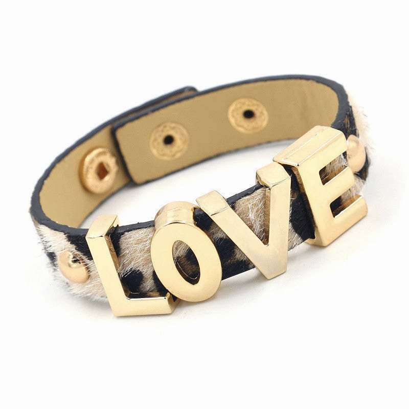 Wholesale Horsehair Leopard Leather Bracelet Set