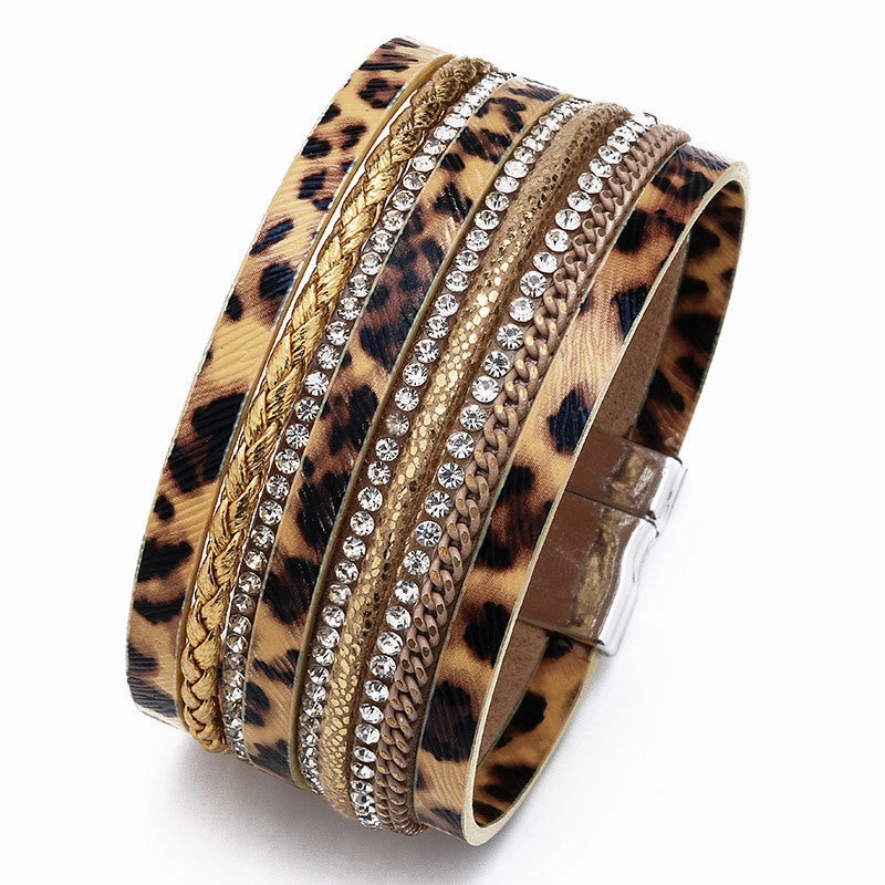 Wholesale Horsehair Leopard Leather Bracelet Set