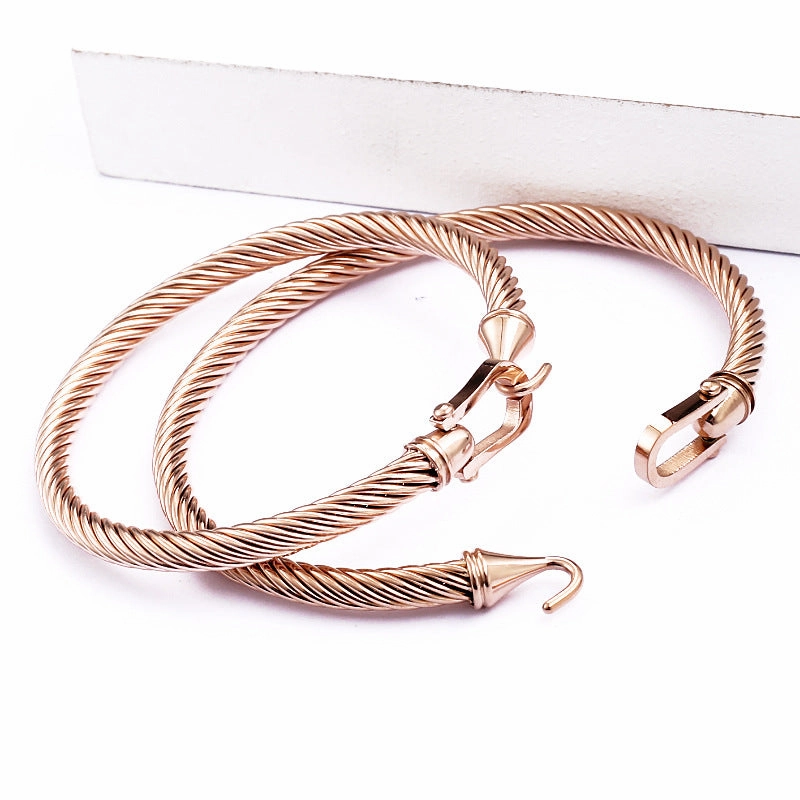 Wholesale Horseshoe Buckle Titanium Steel Cable Twisted Wire Bracelet