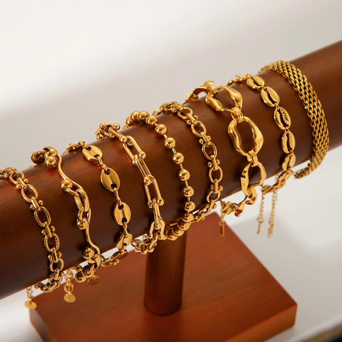 Wholesale Hot Selling 18K Gold Plated Bracelet Stainless Steel Bracelet Female INS Style Fashion Ball Ball Chain Handmade Chain Jewelry