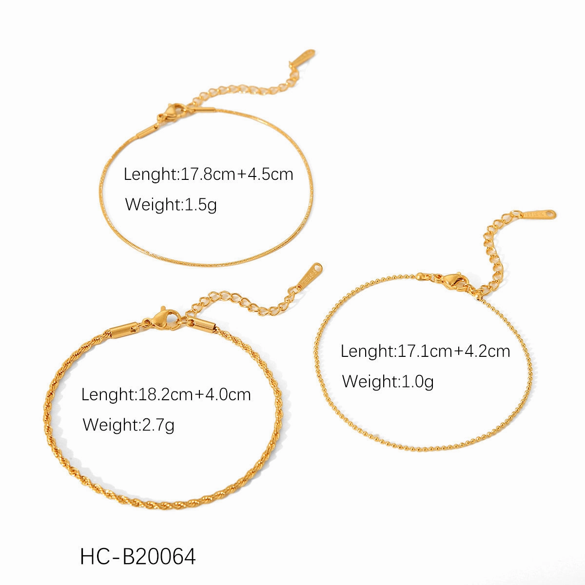 Wholesale Hot Selling 18K Gold Plated Bracelet Stainless Steel Bracelet Female INS Style Fashion Ball Ball Chain Handmade Chain Jewelry