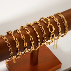 Wholesale Hot Selling 18K Gold Plated Bracelet Stainless Steel Bracelet Female INS Style Fashion Ball Ball Chain Handmade Chain Jewelry