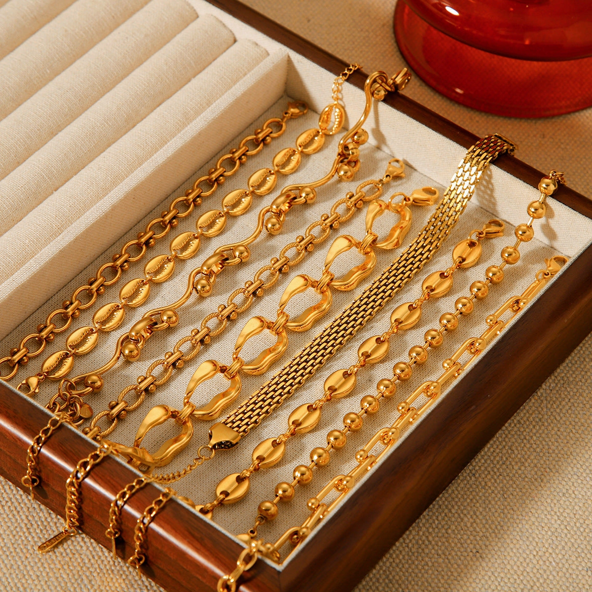 Wholesale Hot Selling 18K Gold Plated Bracelet Stainless Steel Bracelet Female INS Style Fashion Ball Ball Chain Handmade Chain Jewelry