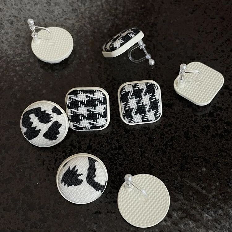 Wholesale Houndstooth Zebra Fabric Earrings