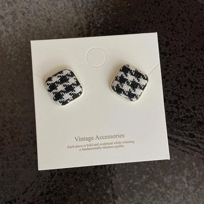 Wholesale Houndstooth Zebra Fabric Earrings