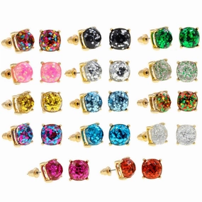 Wholesale Imitation Gemstone Square Sequin Colorful Resin Earrings