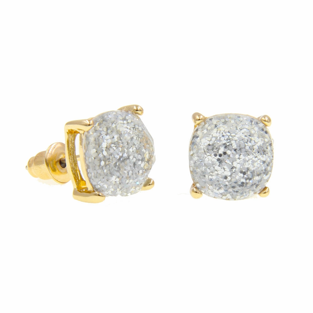 Wholesale Imitation Gemstone Square Sequin Colorful Resin Earrings
