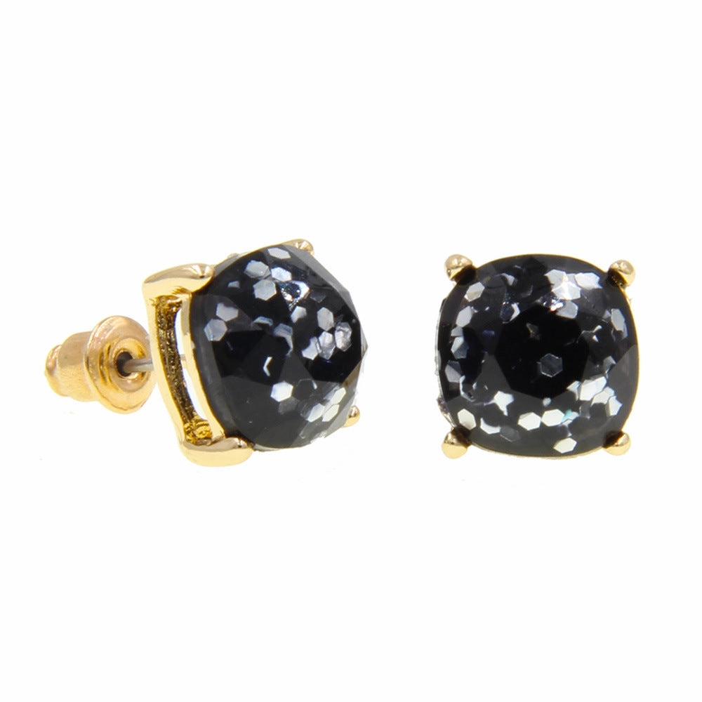 Wholesale Imitation Gemstone Square Sequin Colorful Resin Earrings