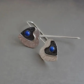 Wholesale Imitation Lapis Heart Heart Vintage Alloy Earrings