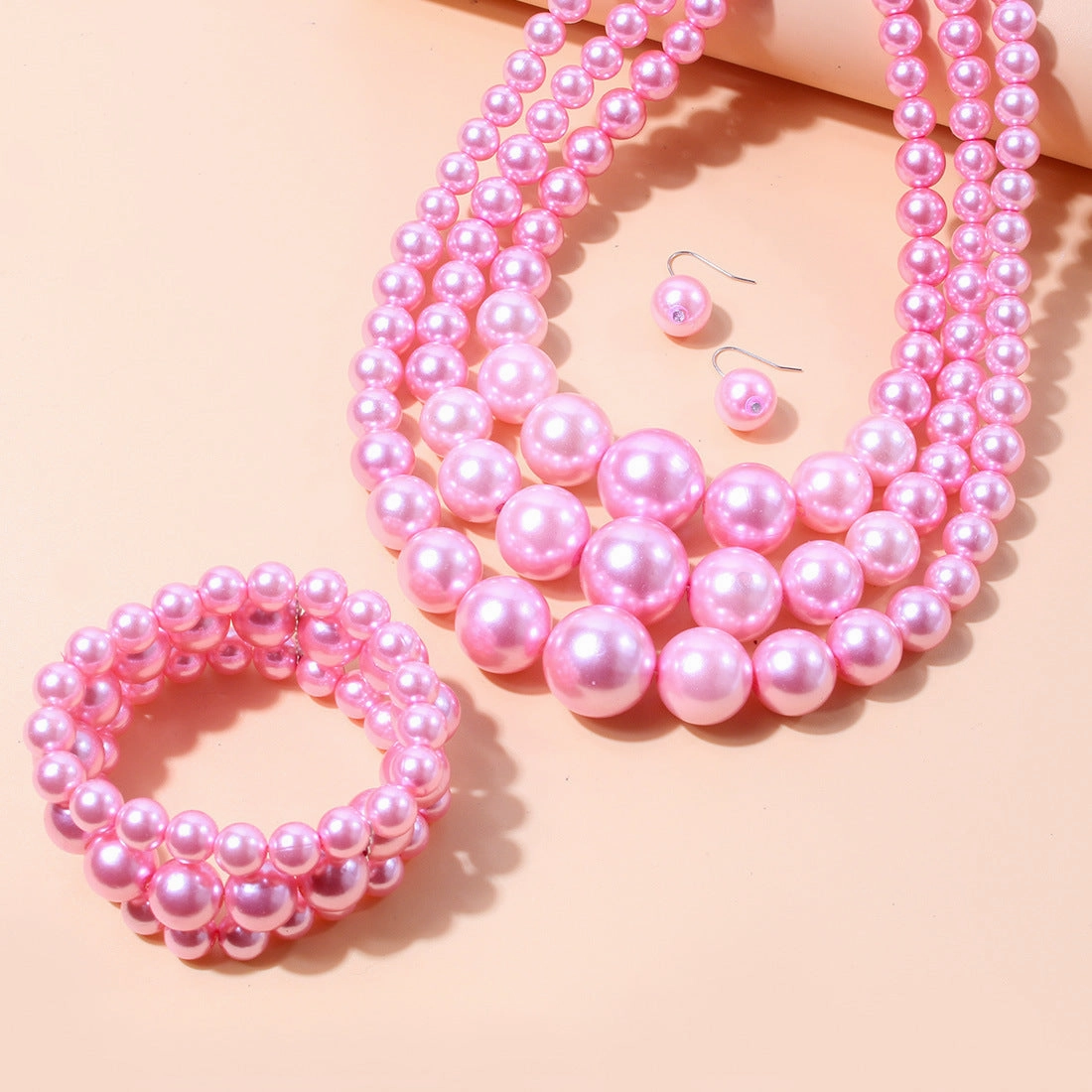 Wholesale Imitation Pearl Plastic Earrings Necklace Jewelry Set