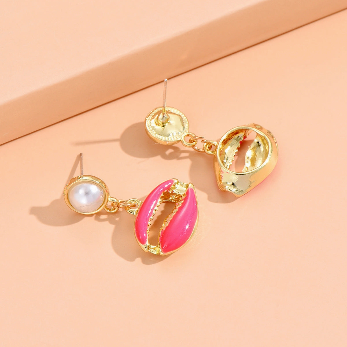 Wholesale Imitation Pearl Shell Metal Earrings