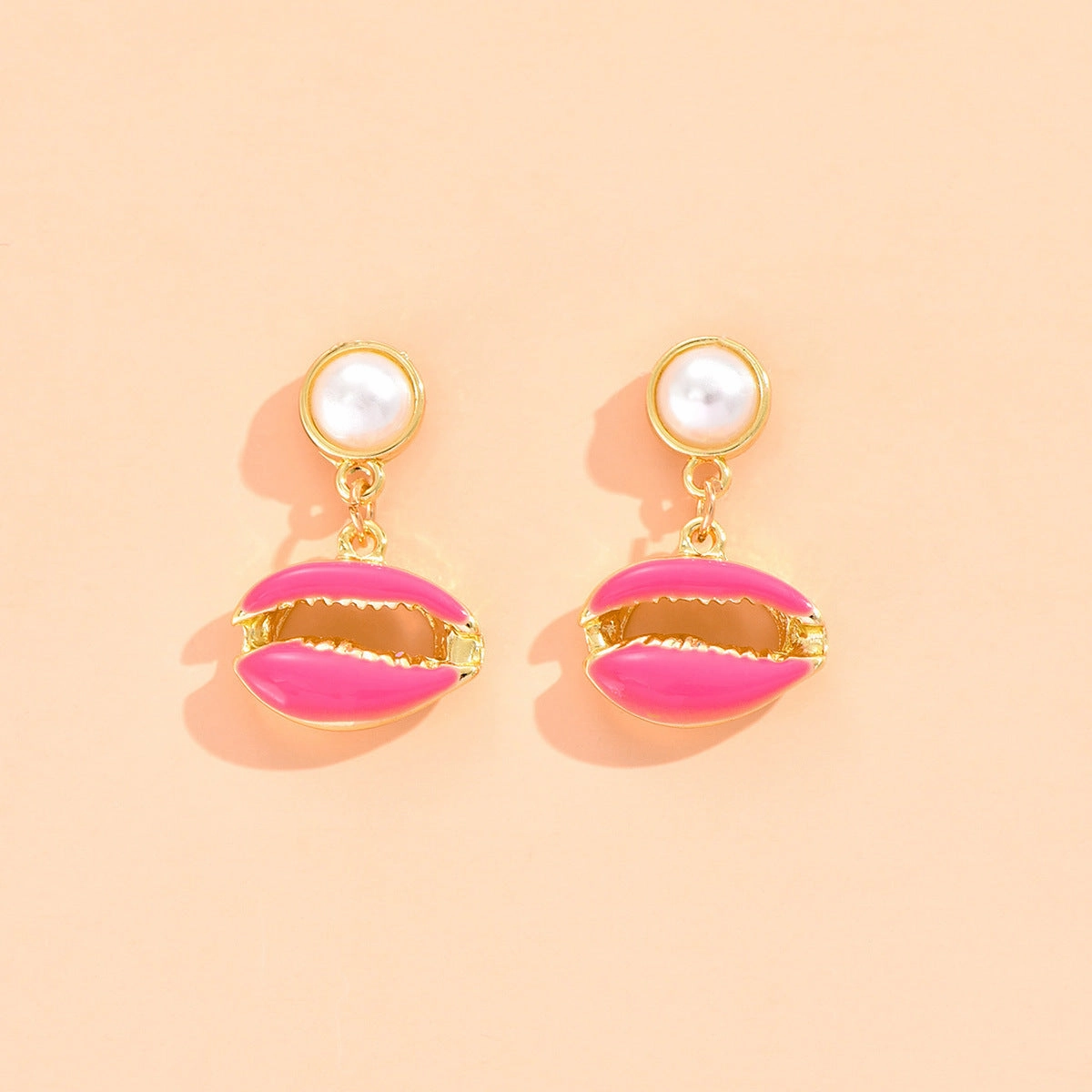 Wholesale Imitation Pearl Shell Metal Earrings