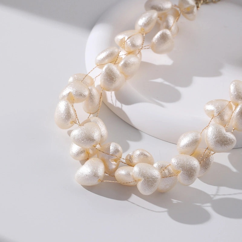 Wholesale Imitation Pearl Woven Heart-shaped Multi-layer Necklace
