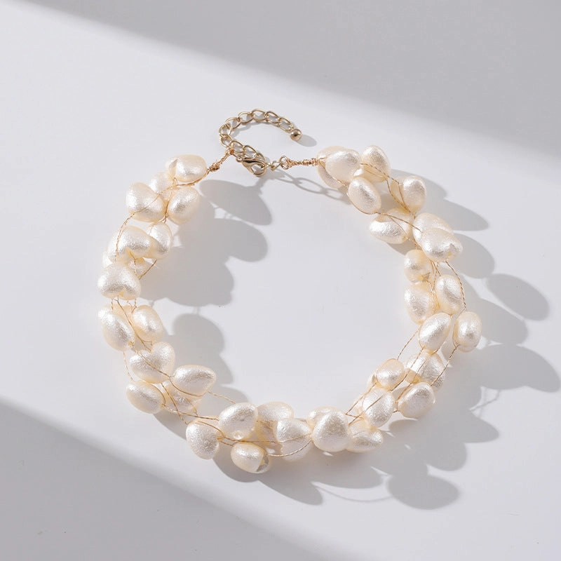 Wholesale Imitation Pearl Woven Heart-shaped Multi-layer Necklace
