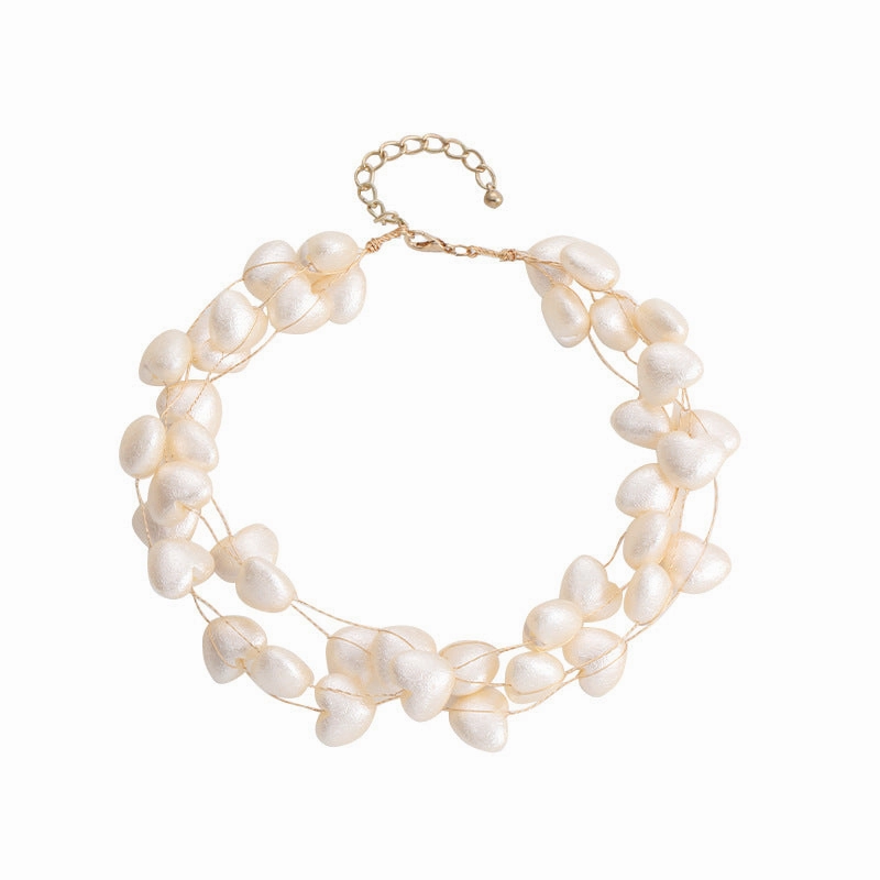 Wholesale Imitation Pearl Woven Heart-shaped Multi-layer Necklace