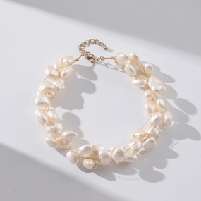 Wholesale Imitation Pearl Woven Heart-shaped Multi-layer Necklace