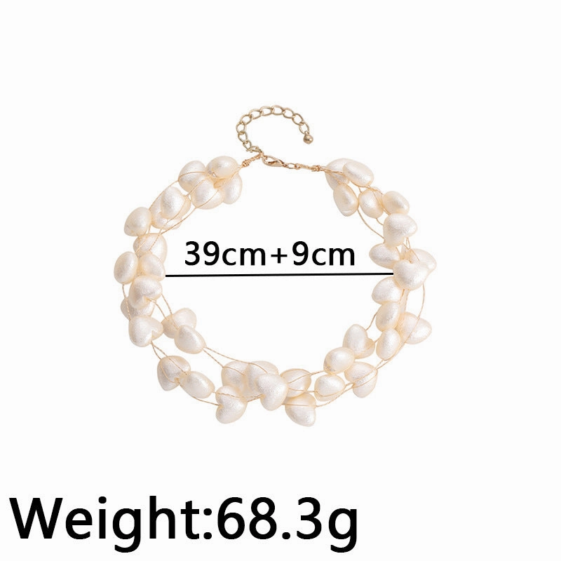 Wholesale Imitation Pearl Woven Heart-shaped Multi-layer Necklace