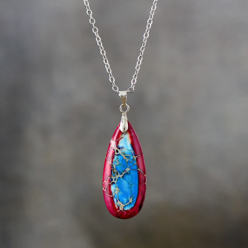 Wholesale Imperial Stone Drop Plated 18K Gold Chain Pendant Necklace