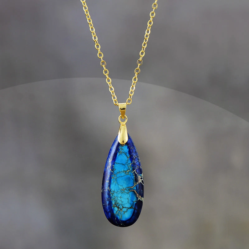 Wholesale Imperial Stone Drop Plated 18K Gold Chain Pendant Necklace