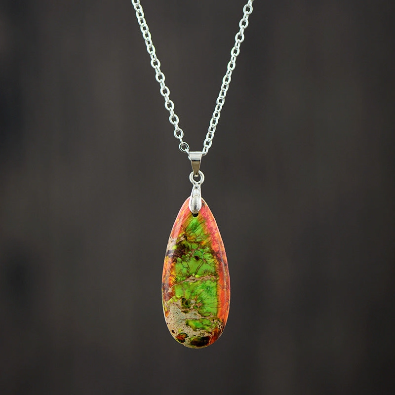 Wholesale Imperial Stone Drop Plated 18K Gold Chain Pendant Necklace