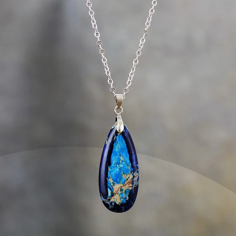 Wholesale Imperial Stone Drop Plated 18K Gold Chain Pendant Necklace
