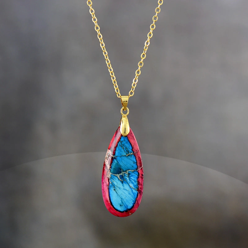 Wholesale Imperial Stone Drop Plated 18K Gold Chain Pendant Necklace