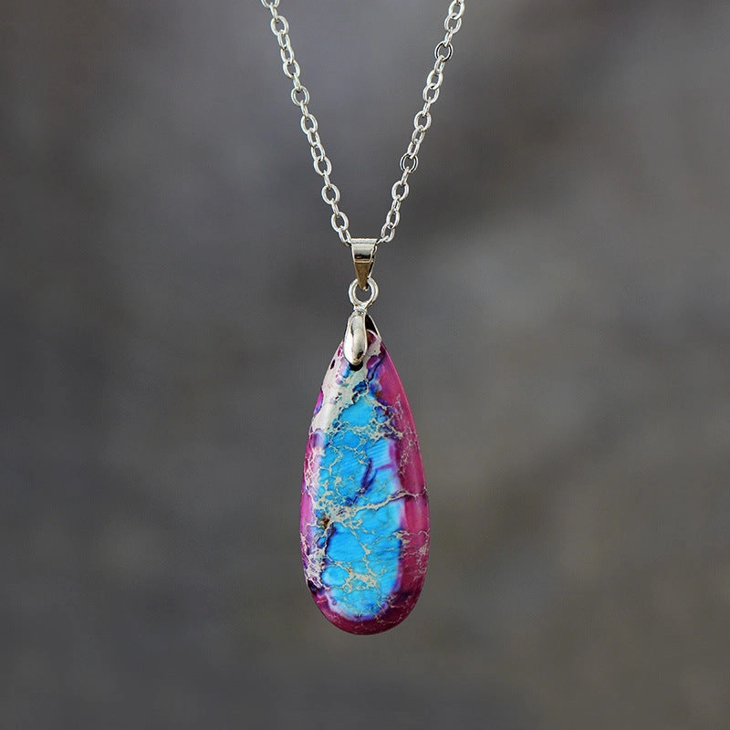 Wholesale Imperial Stone Drop Plated 18K Gold Chain Pendant Necklace