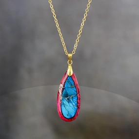 Wholesale Imperial Stone Drop Plated 18K Gold Chain Pendant Necklace