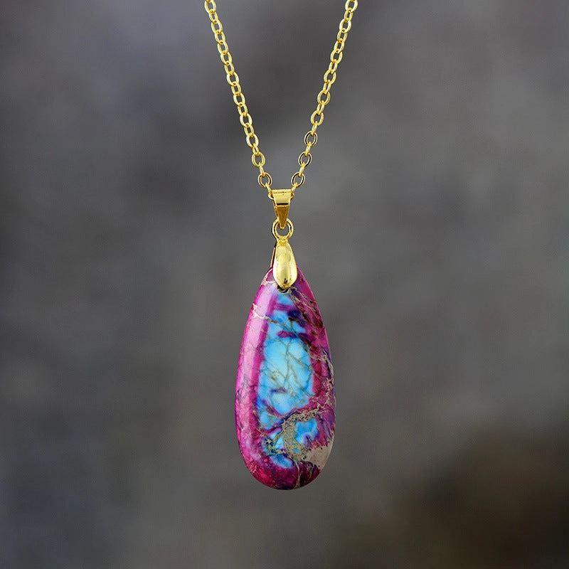 Wholesale Imperial Stone Drop Plated 18K Gold Chain Pendant Necklace