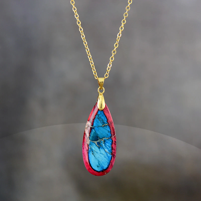 Wholesale Imperial Stone Drop Plated 18K Gold Chain Pendant Necklace