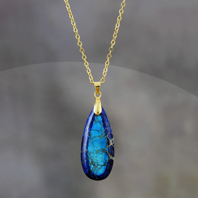 Wholesale Imperial Stone Drop Plated 18K Gold Chain Pendant Necklace
