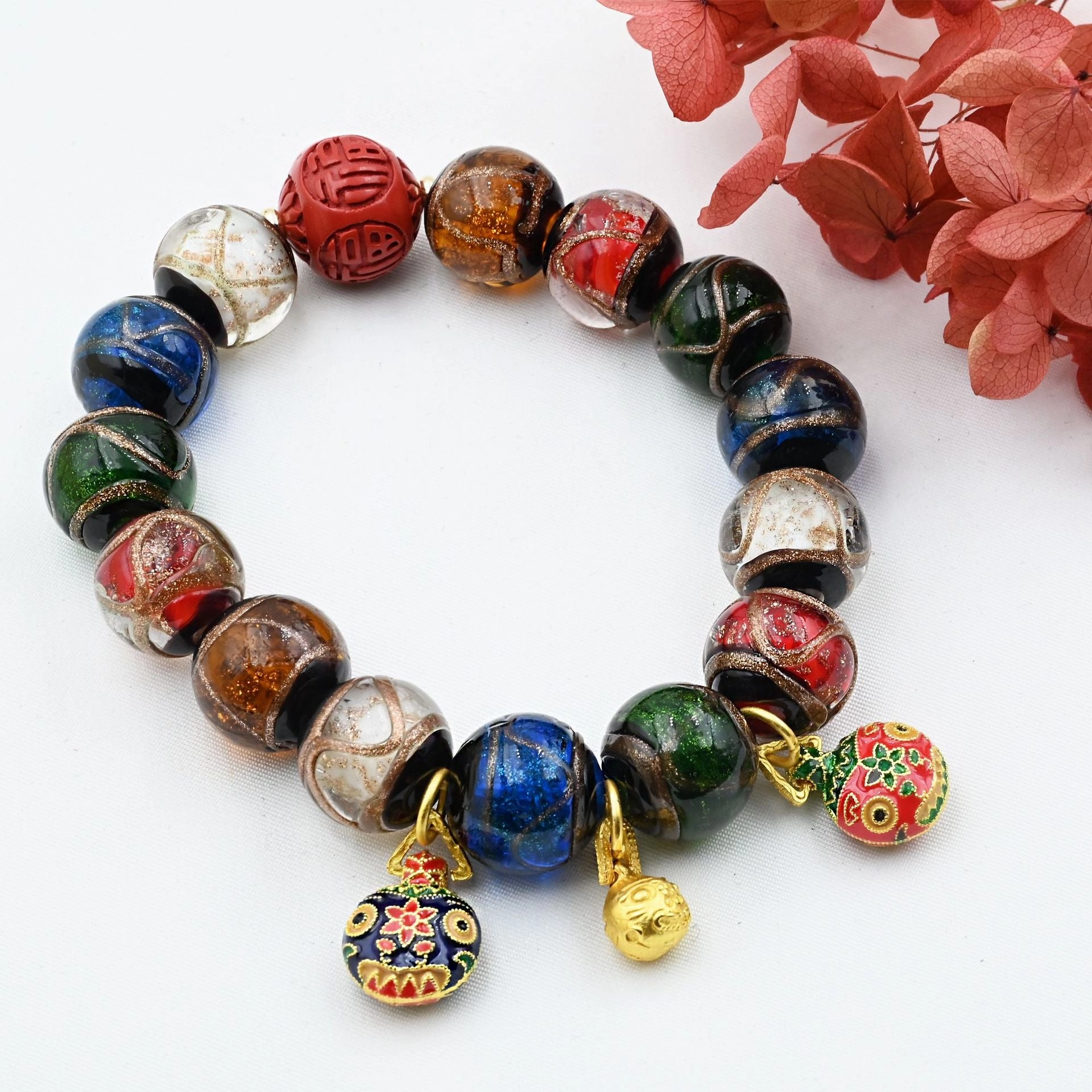 Wholesale Incense Gray Glazed Buddha Beads Multicolored Treasures Tunjin Beast Bracelet