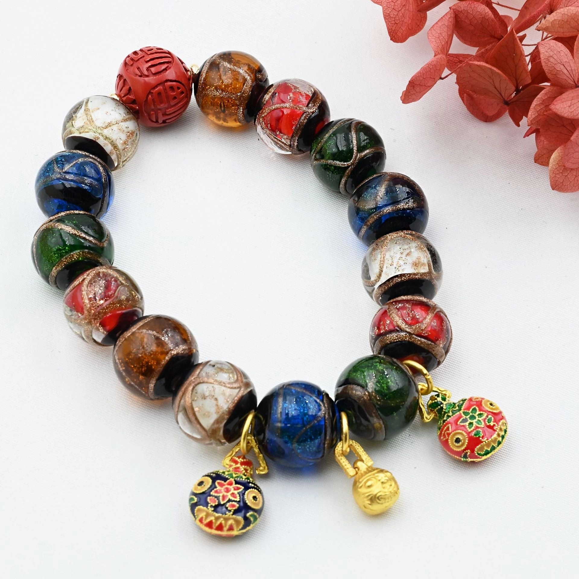 Wholesale Incense Gray Glazed Buddha Beads Multicolored Treasures Tunjin Beast Bracelet