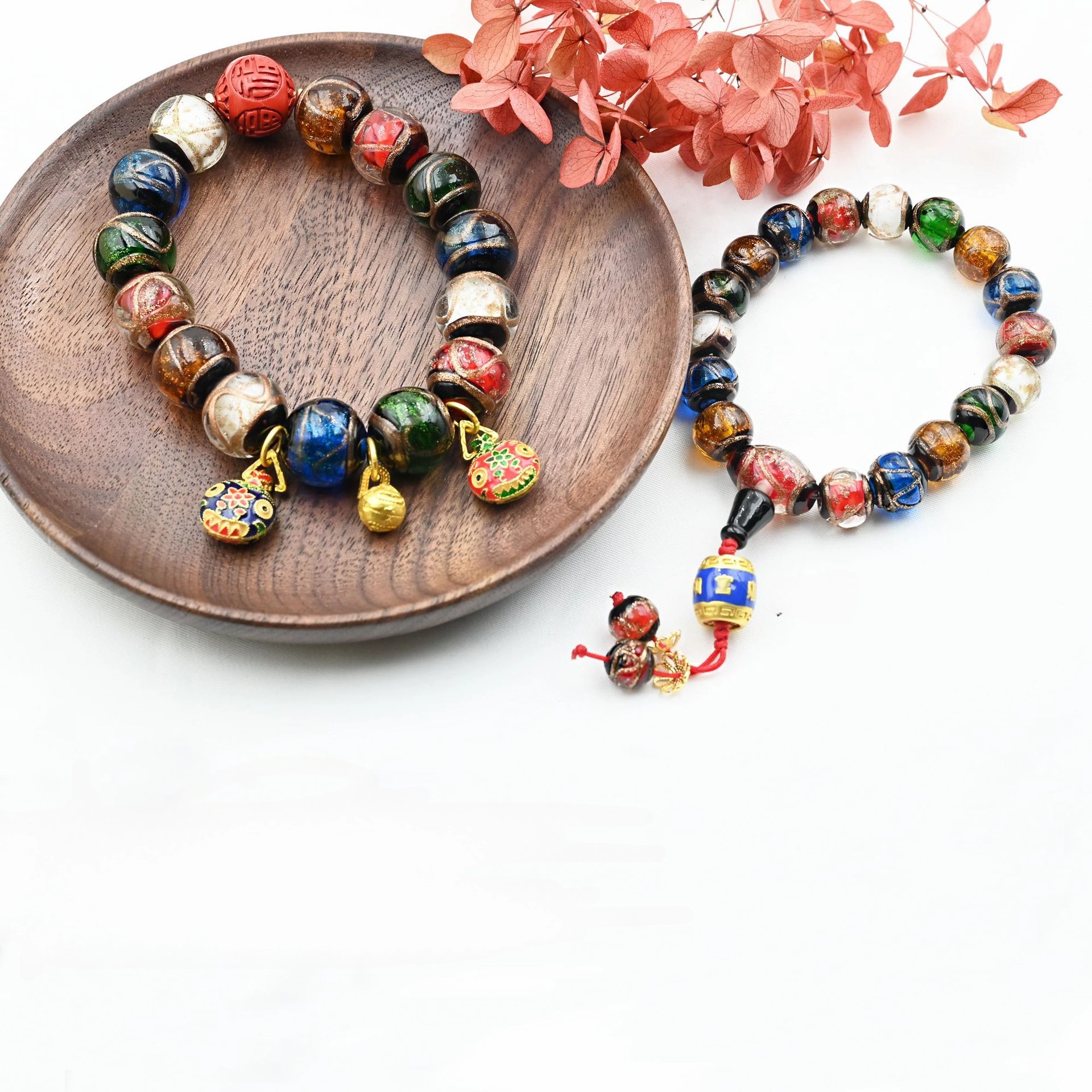 Wholesale Incense Gray Glazed Buddha Beads Multicolored Treasures Tunjin Beast Bracelet