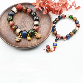 Wholesale Incense Gray Glazed Buddha Beads Multicolored Treasures Tunjin Beast Bracelet