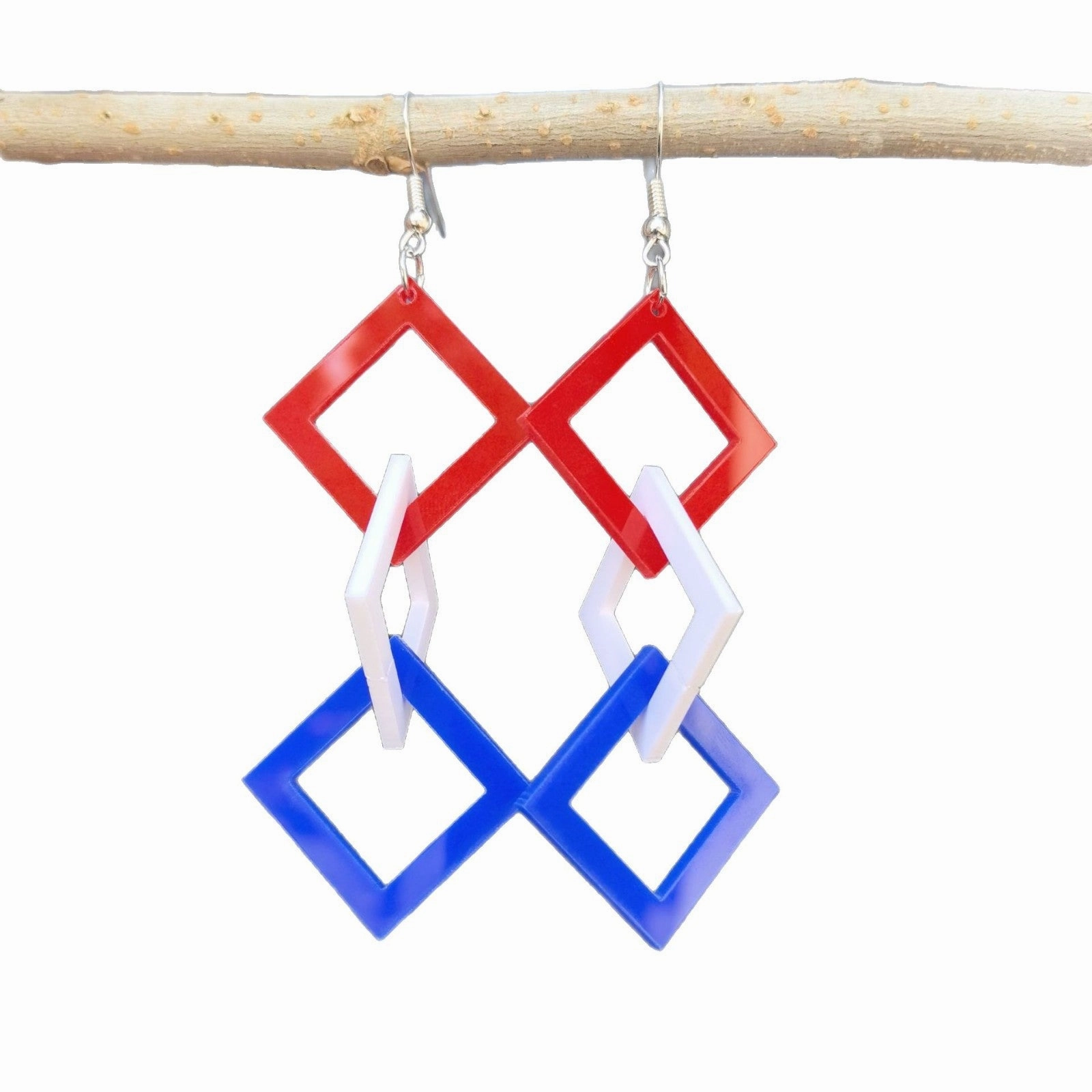 Wholesale Independence Day 3D Rotating Heart Acrylic Earrings